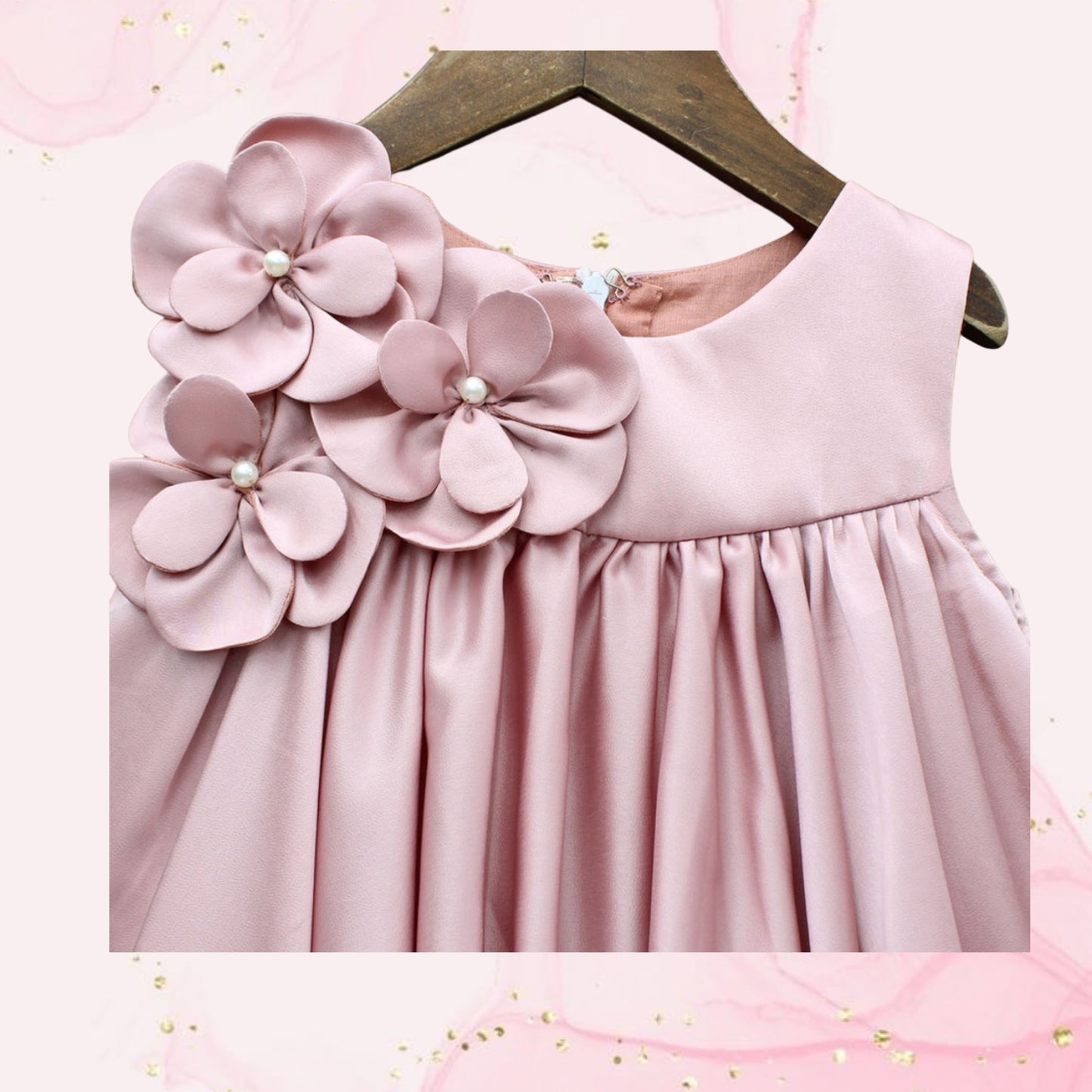 RTD Pre Order: Flower Enhanced Pink Flared Dress