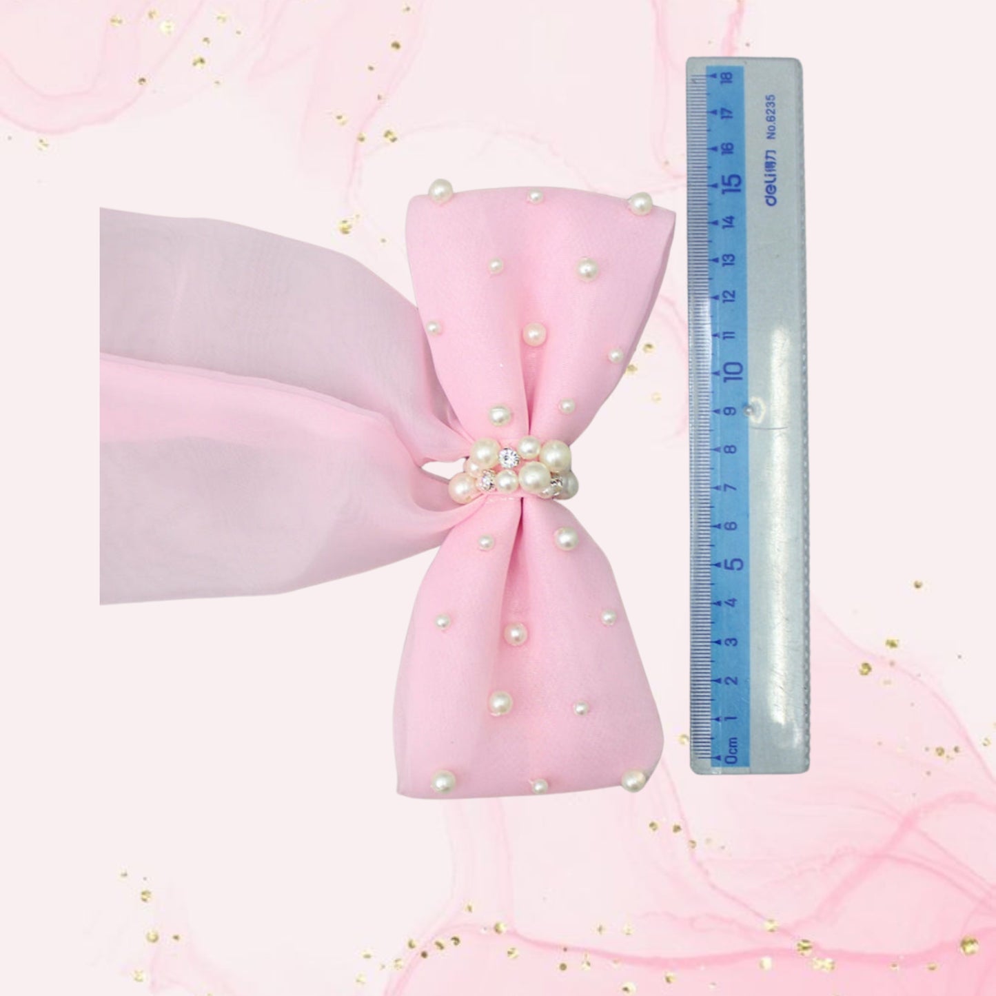 Long Tail Pink Bow Hair Clip