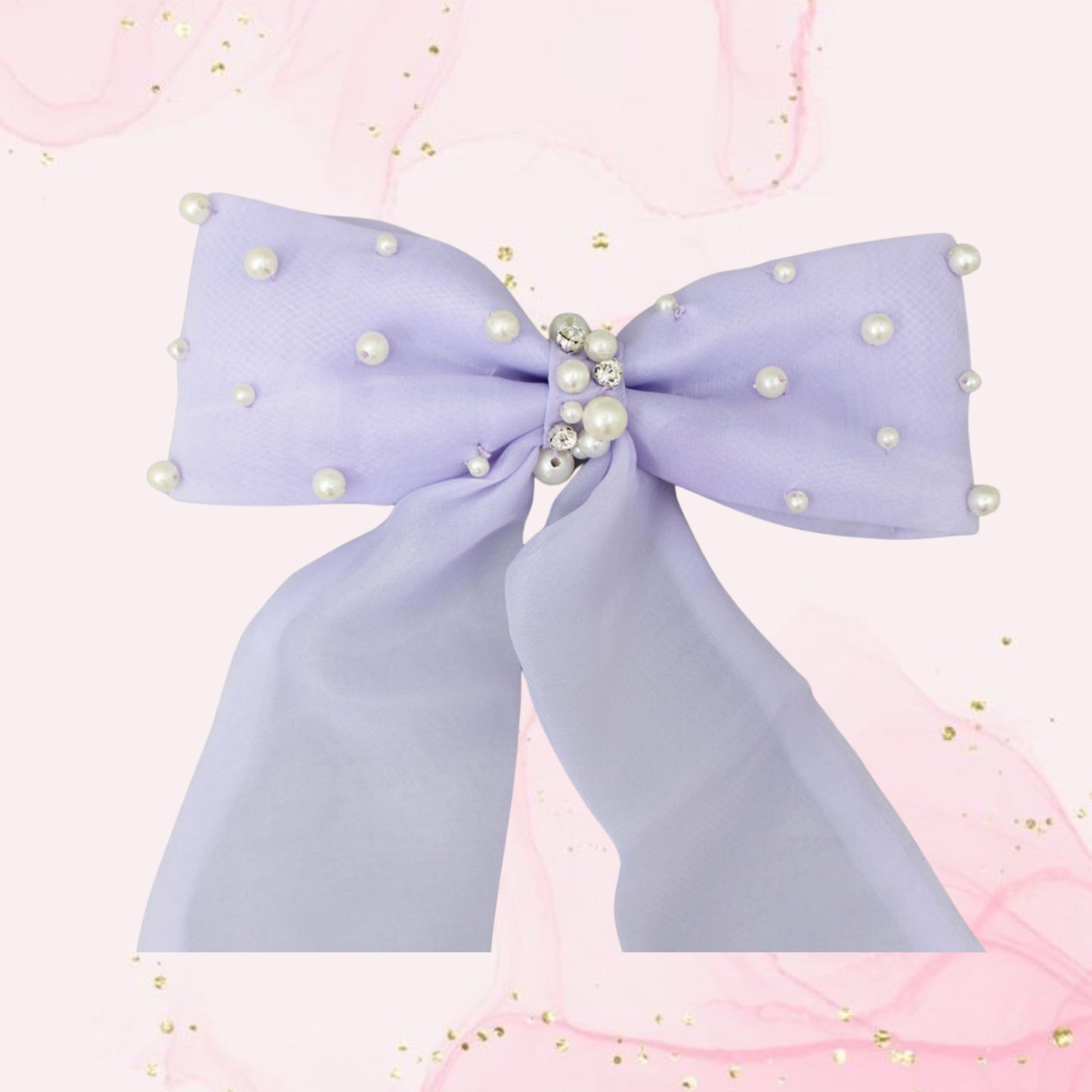 Long Tail Lavender Bow Hair Clip
