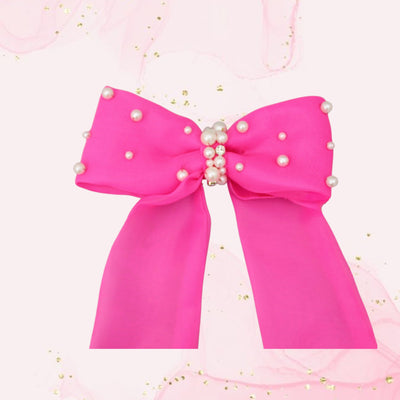 Long Tail Dark Pink Bow Hair Clip