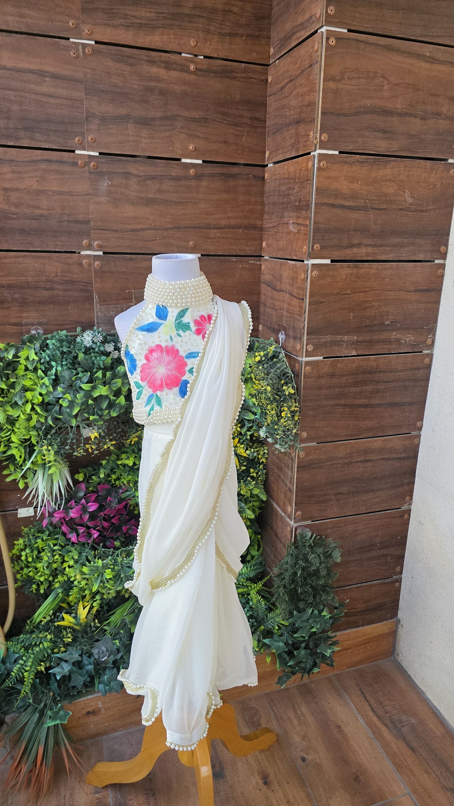 Pre Order: Floral Pearl Petunia Saree
