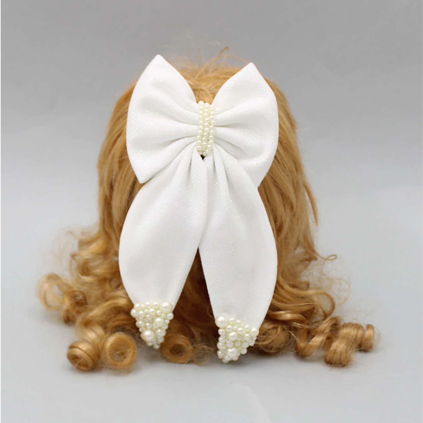 Shiny White Bowie Hair Clip