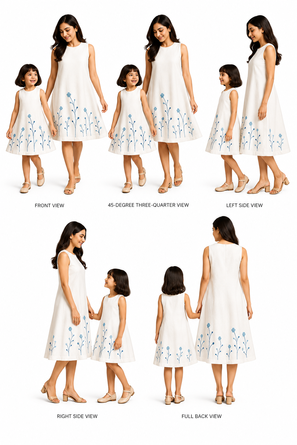 Pre Order: Blue Floral Hand Painted Dress