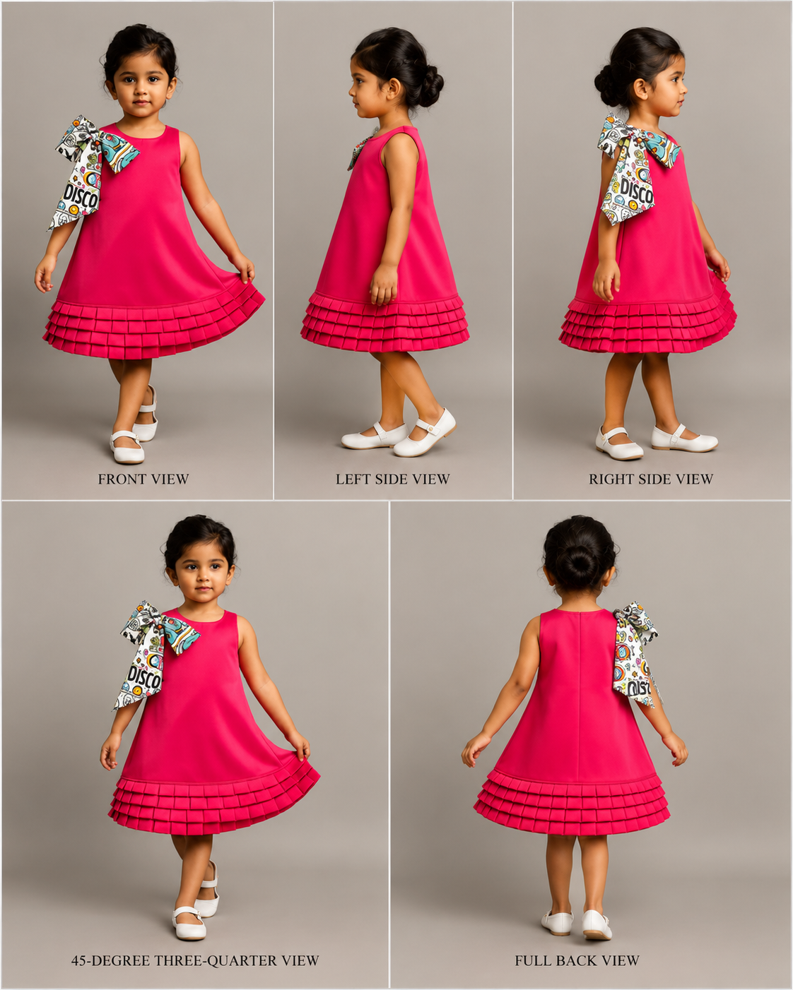 Pre Order: Pink Frill Dress With Bow