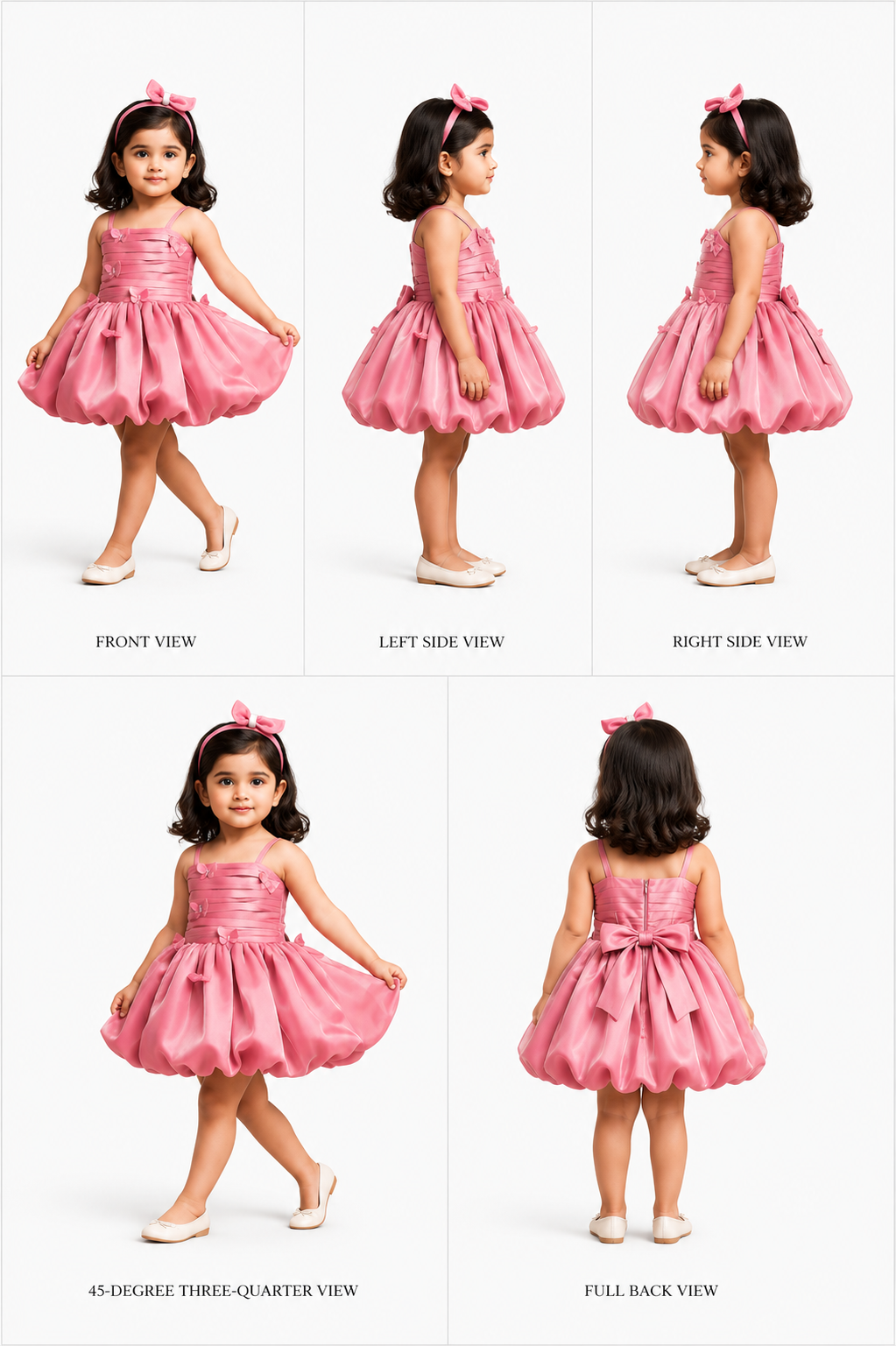 Pre Order: Pink Butterfly Embellished Shimmery Strappy Balloon Dress