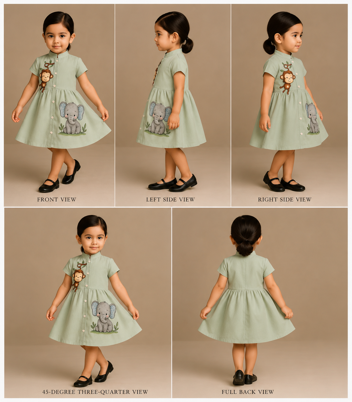 Pre Order:Monkey And Elephant Hand Painted Dress