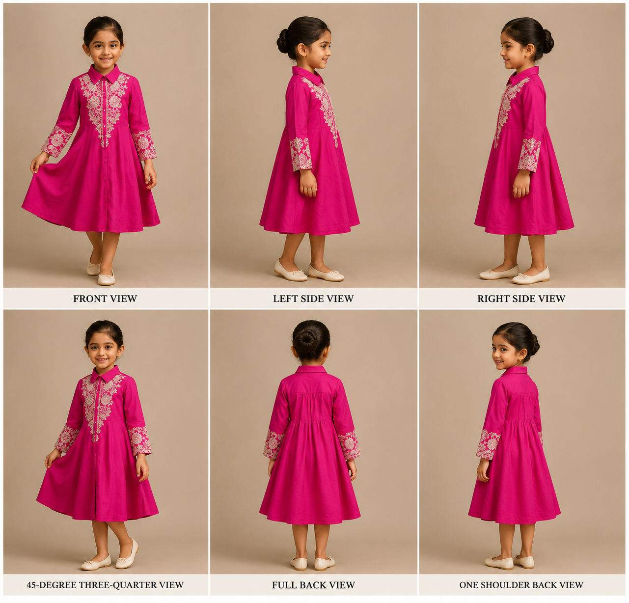 Pre Order: Front Open Embroidered Pink Dress