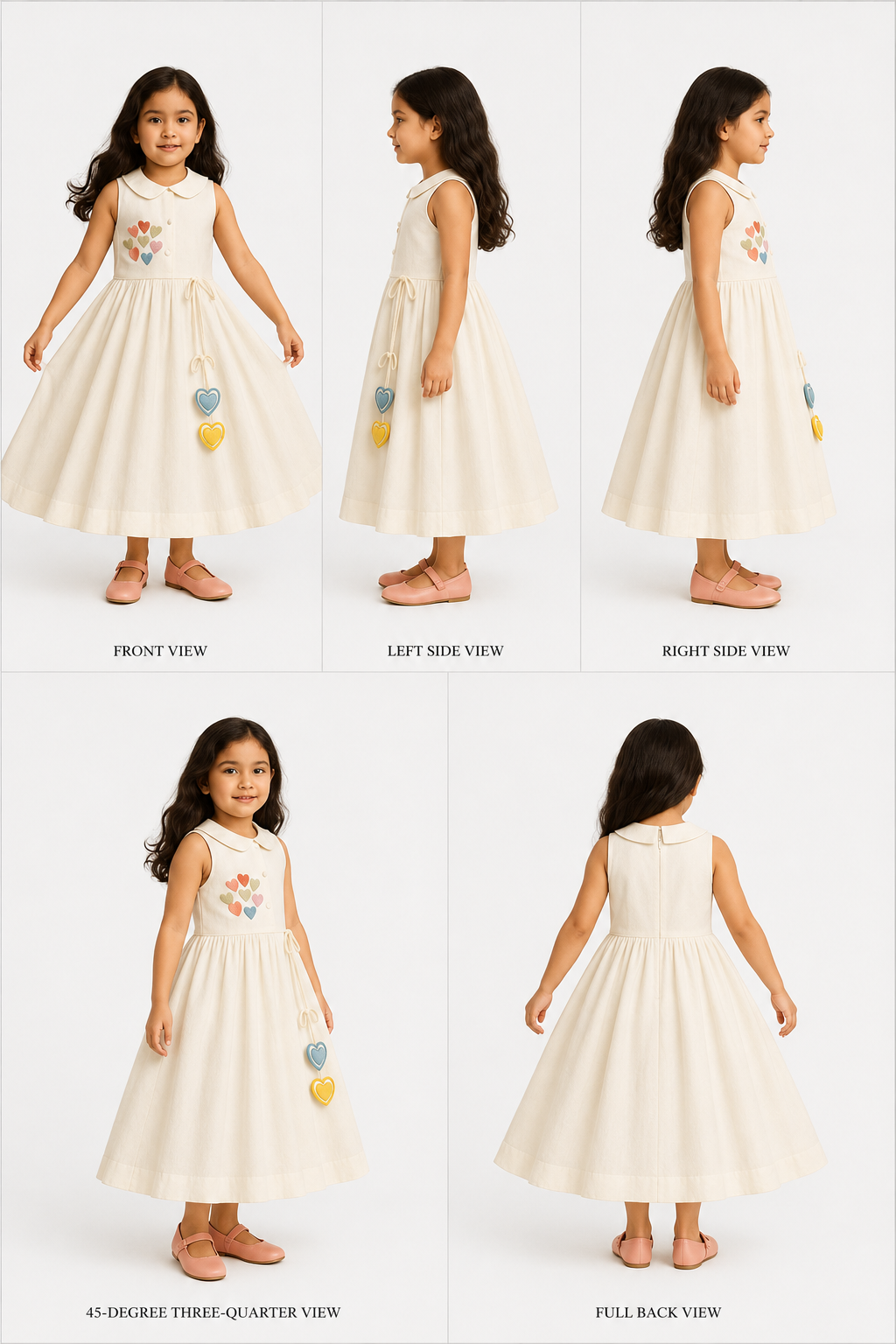 Pre Order: Tiny Hearts Embroidered Off White Dress