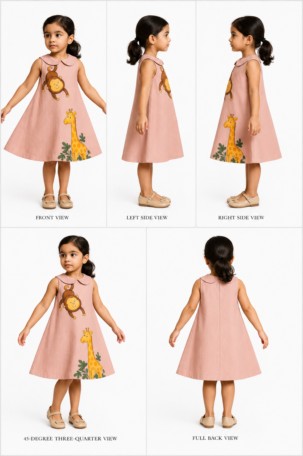 Pre Order: Monkey And Giraffe Pink Hand Painted Dress