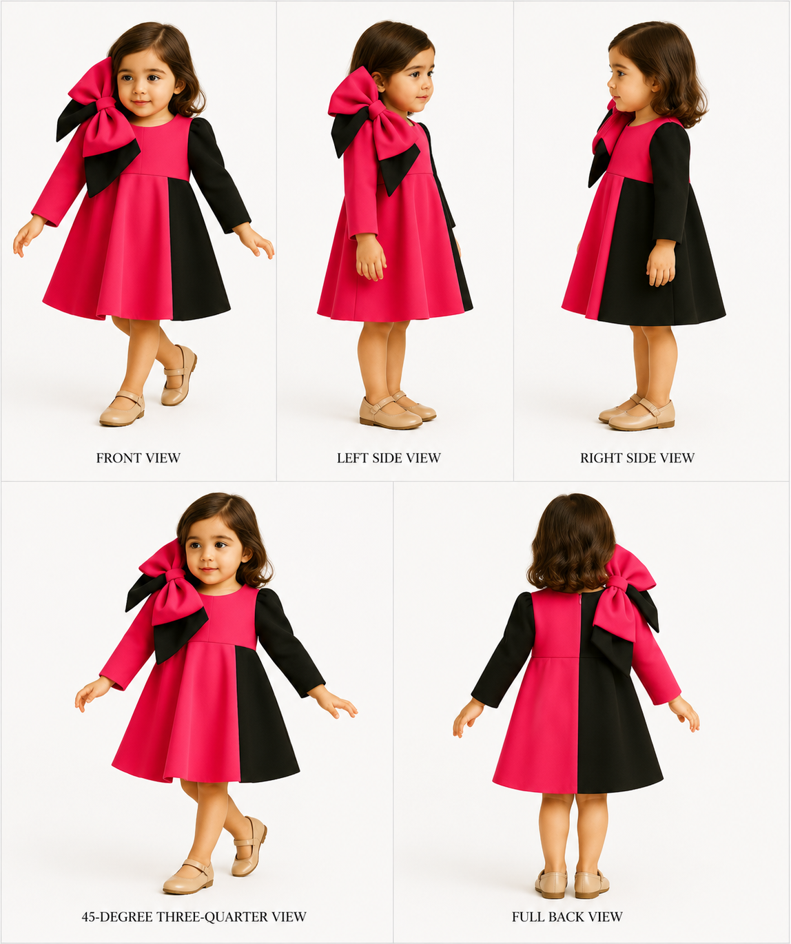 Pre Order: Dual Tone Dress Wiith Bows Detailing