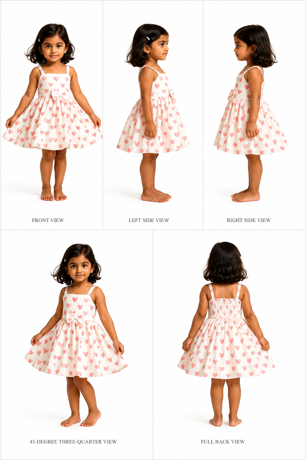 Pre Order: Heart Printed Strappy Dress And Bowie