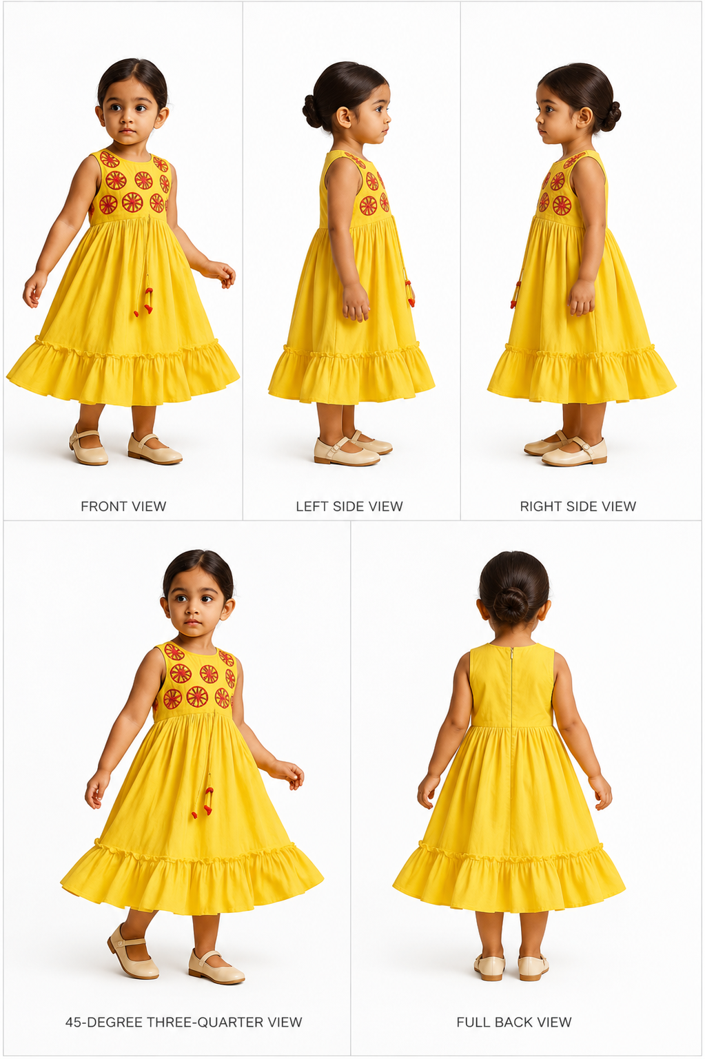 Pre Order: Beads Embroidered Ruffled Hem Yellow Kurti