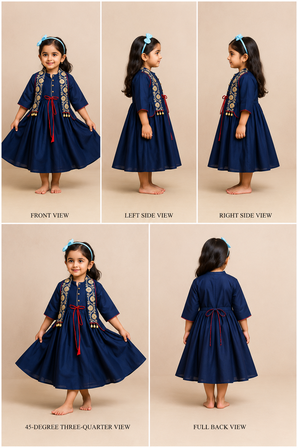 Pre Order: Blue Kurti With Embroidered And Embellished Jacket