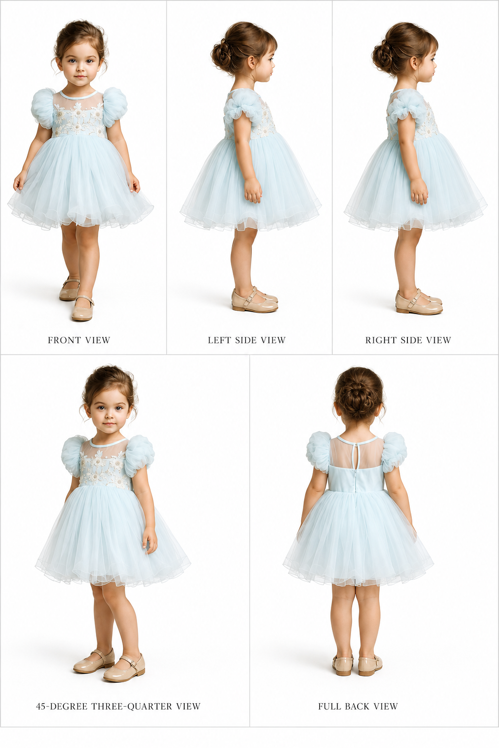 Pre Order: Cut Dana Embellished Blue Ruffled Sleeves Dress