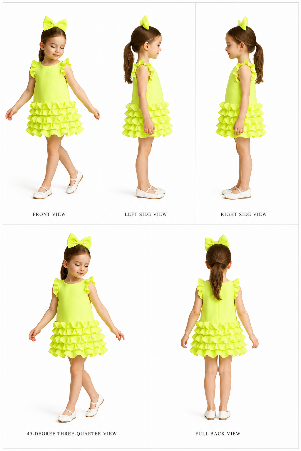 Pre Order: Pleated Ruffled Enhanced Green Scuba Dress