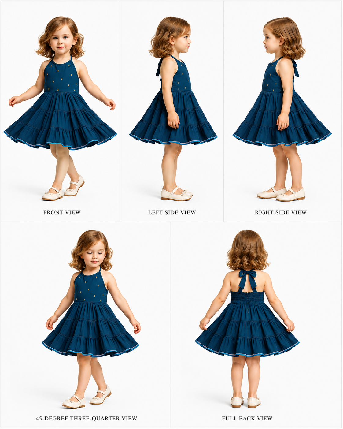 Pre Order: Halter Neck Pom Pom Lace Detailed Tiered Dress