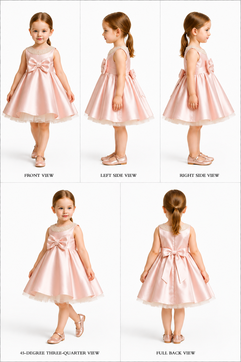 Pre Order: Elegant Diamond Work And Big Bow Peach Dress