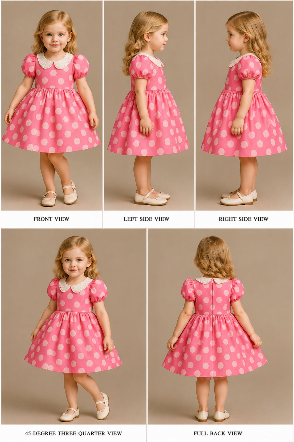 Pre Order: Polka Dots Printed Pink Dress