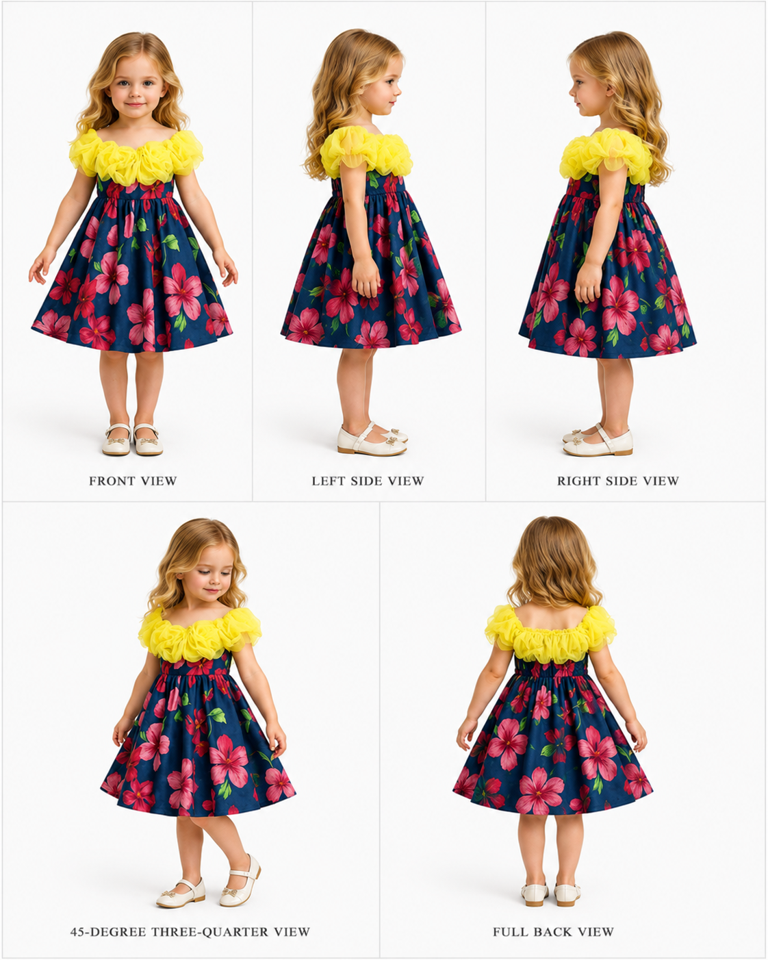 Pre Order: Organza Rose Flowers Adorned Dress