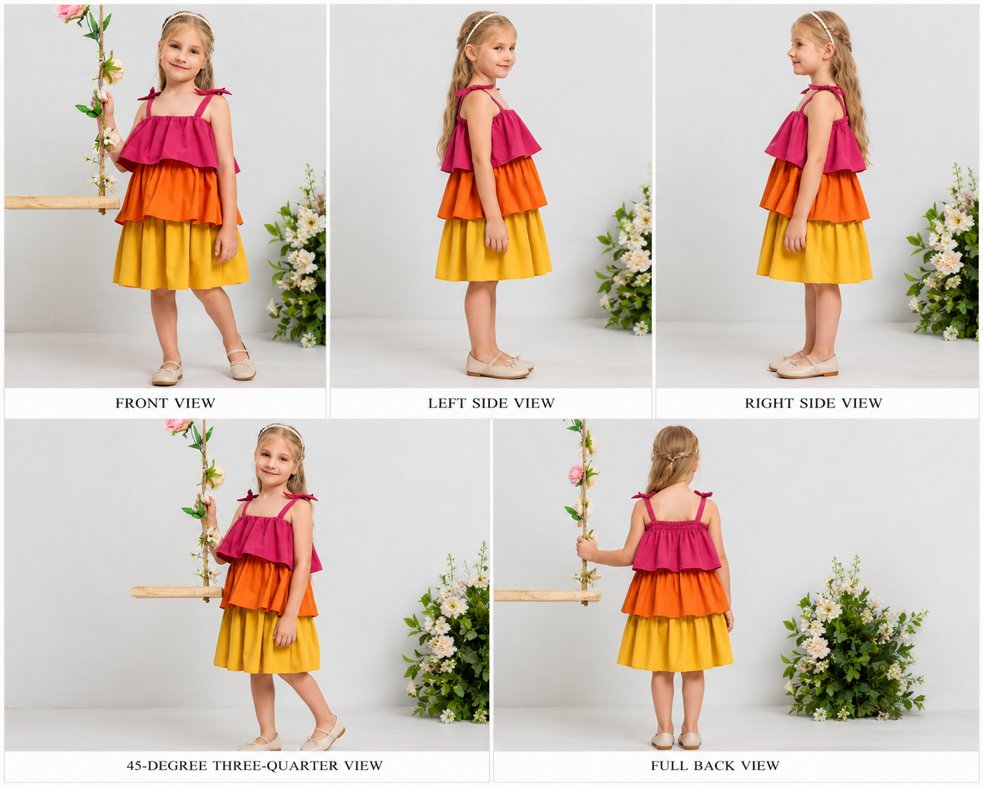 Pre Order: Gracious Tiered Three colour Cotton Dress