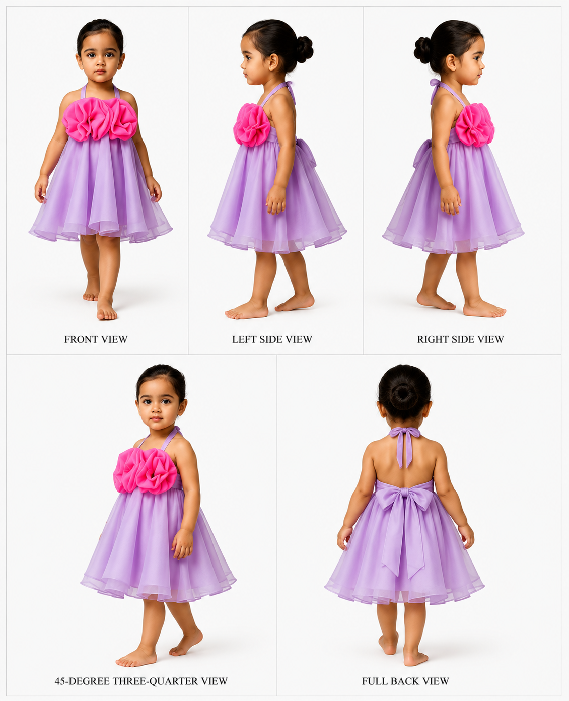 Pre Order: Fabric Flower Enhanced Flared Dual Tone Dress