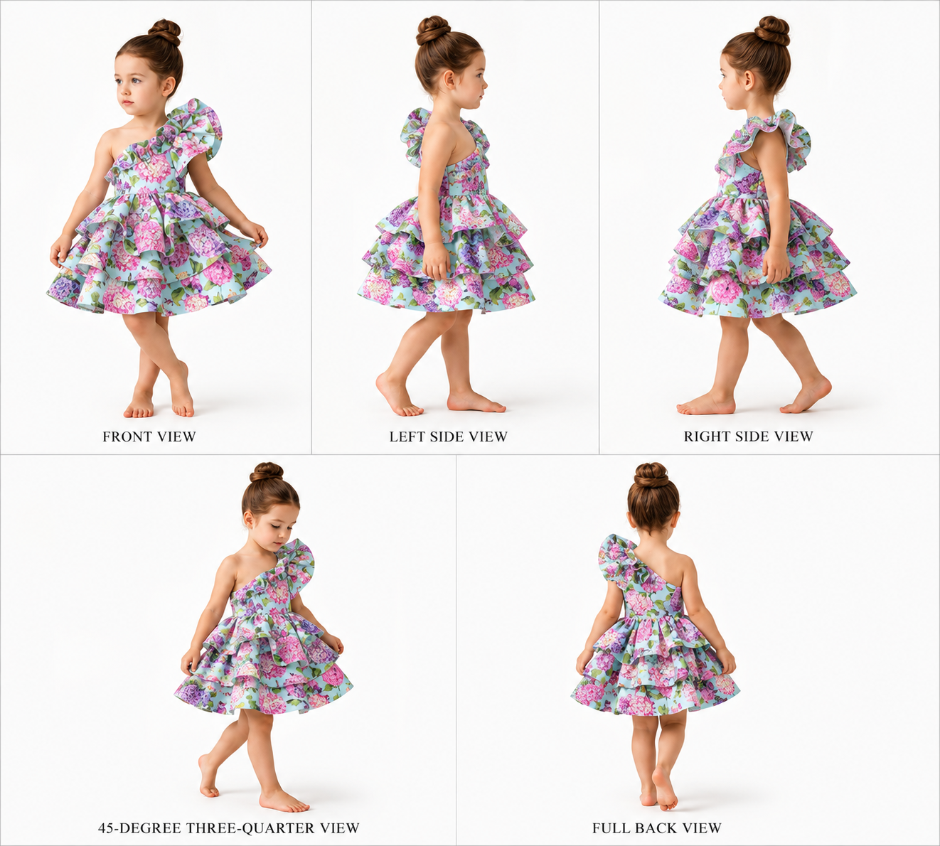 Pre Order: One Shoulder Layered Multicolour Dress