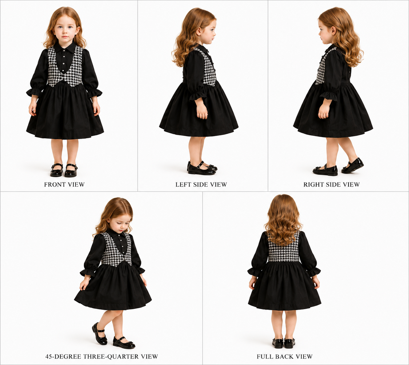 Pre Order: Elegant Black Jacket Style Collar Dress