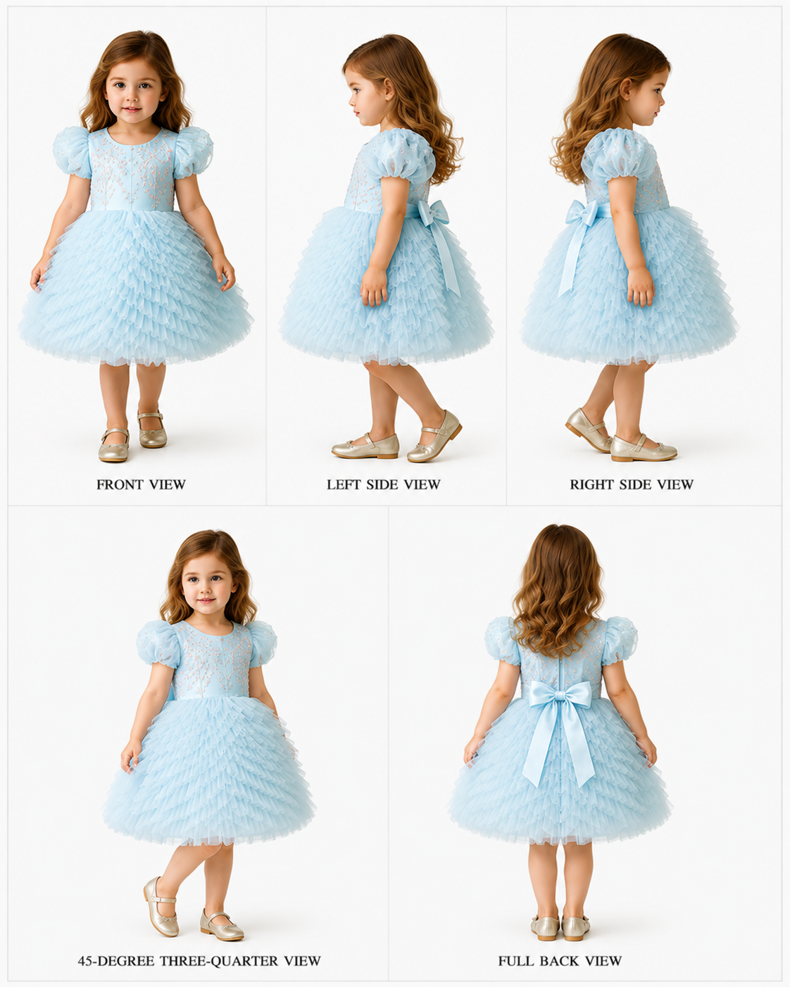 Pre Order: Pretty Beads Embroidered Pleated Bottom Blue Dress