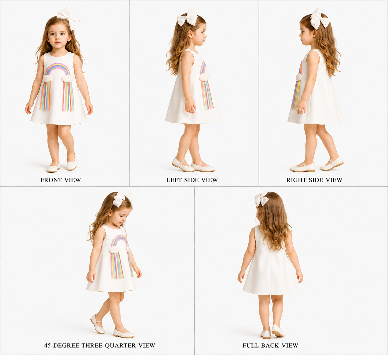 Pre Order: Sequins Rainbow Embroidered White Dress