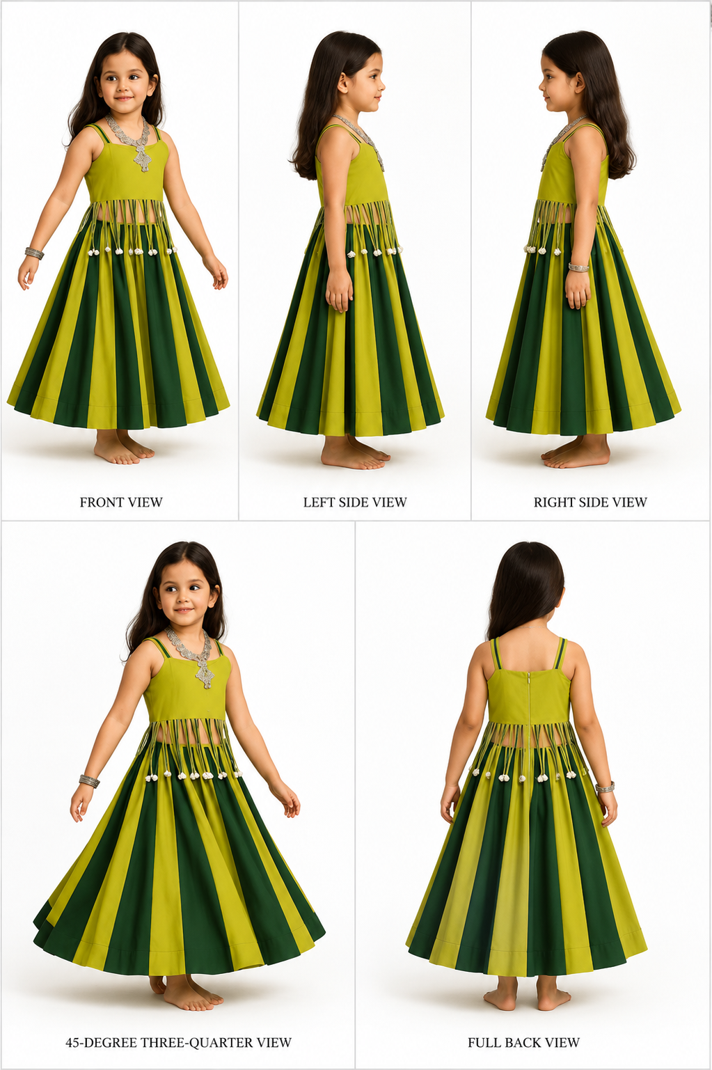 Pre Order: Olive Kodi Top And Green Lehenga