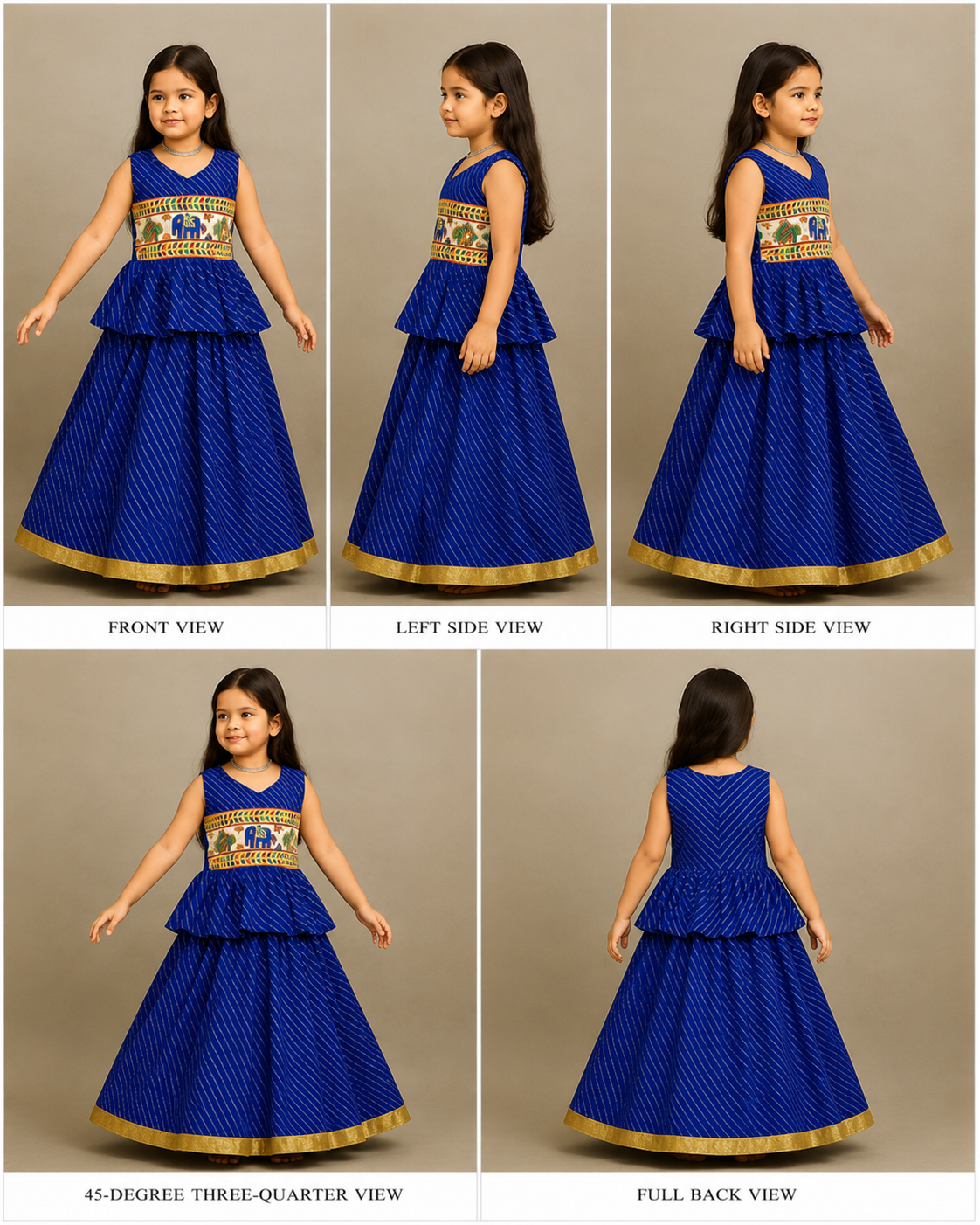 Pre Order: Blue Leheriya Top And Lehenga
