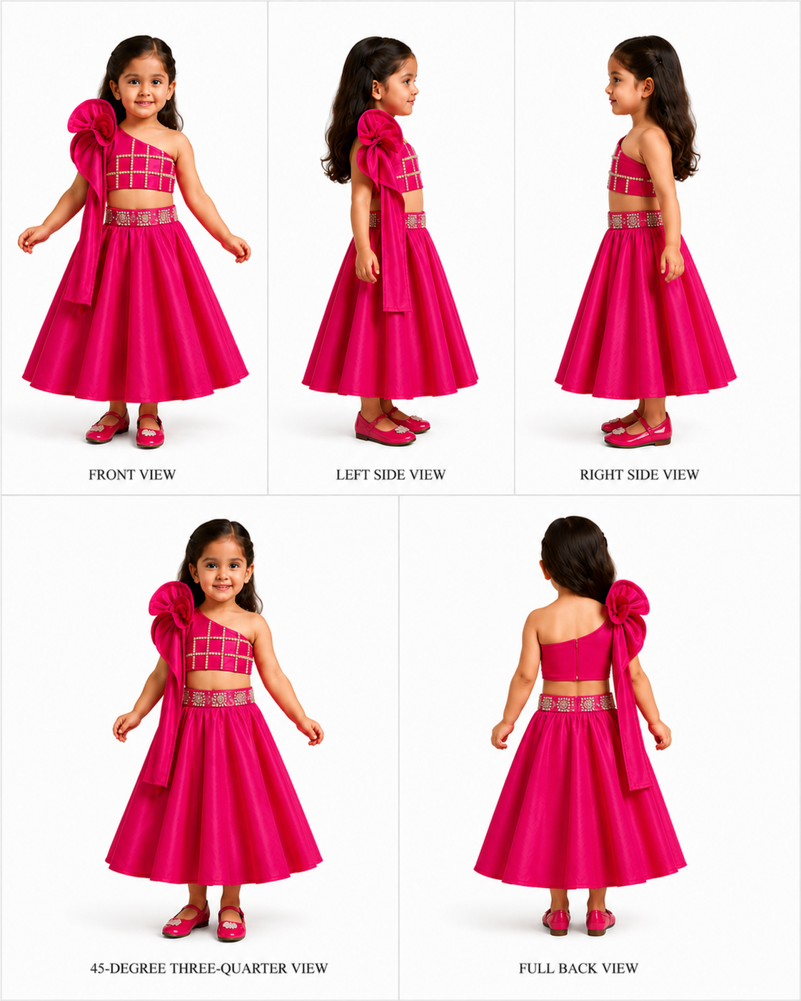 One Shoulder Swirl Enhanced Pink Top With Lehenga