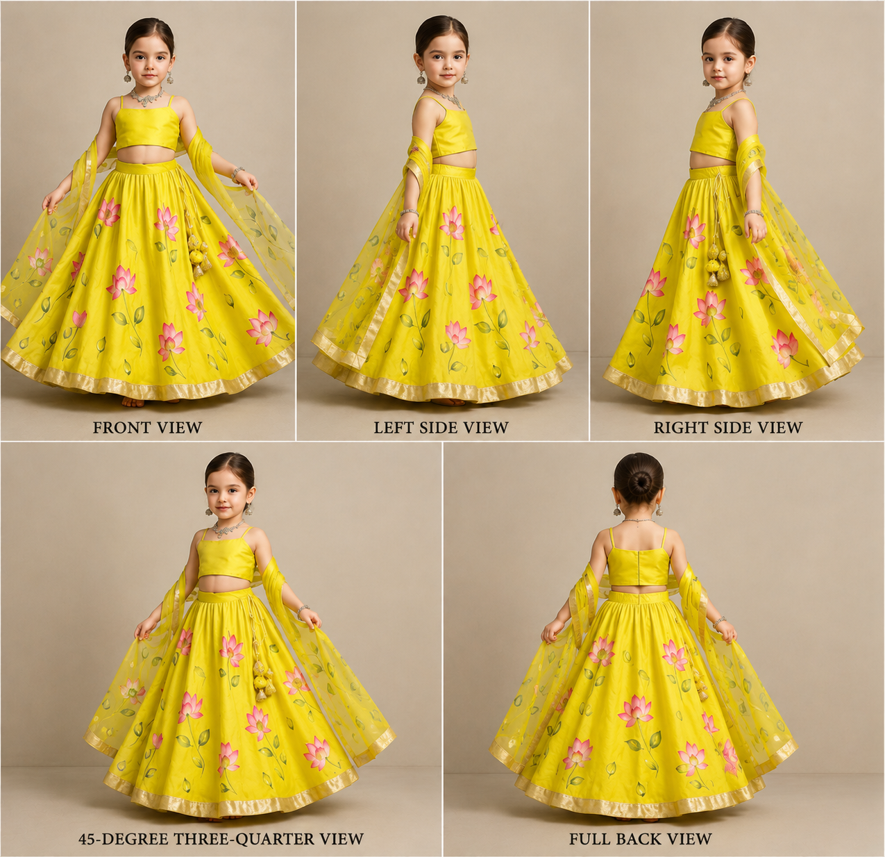 Pre Order: Yellow Floral Printed Lehenga Set