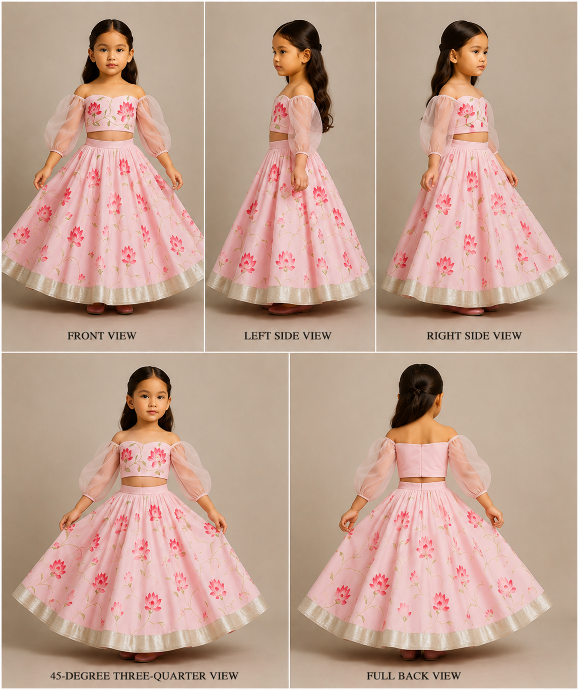 Pre Order:Pink Floral Printed Lehenga Set