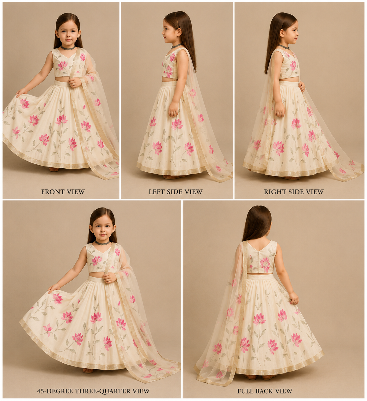 Pre Order: White Printed Lehenga Set
