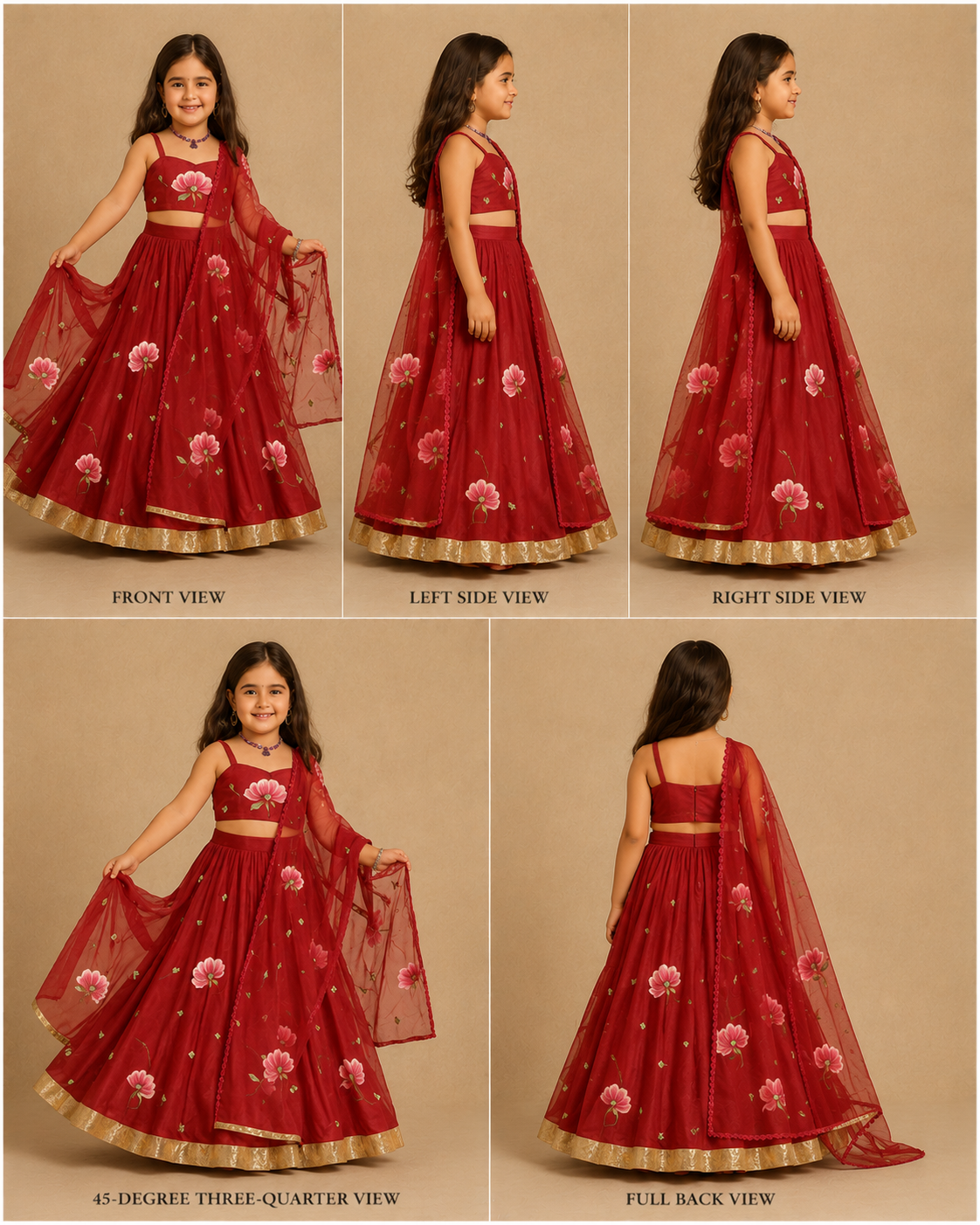 Pre Order: Red Flared Lehenga Set