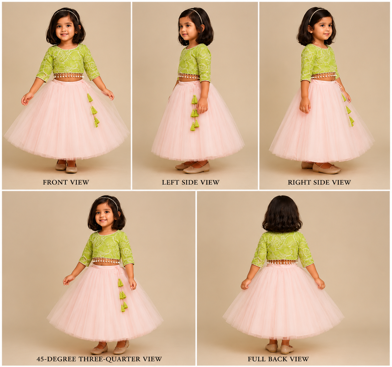 Pre Order: Adorable Floral Embroidered Top With Tulle Lehenga