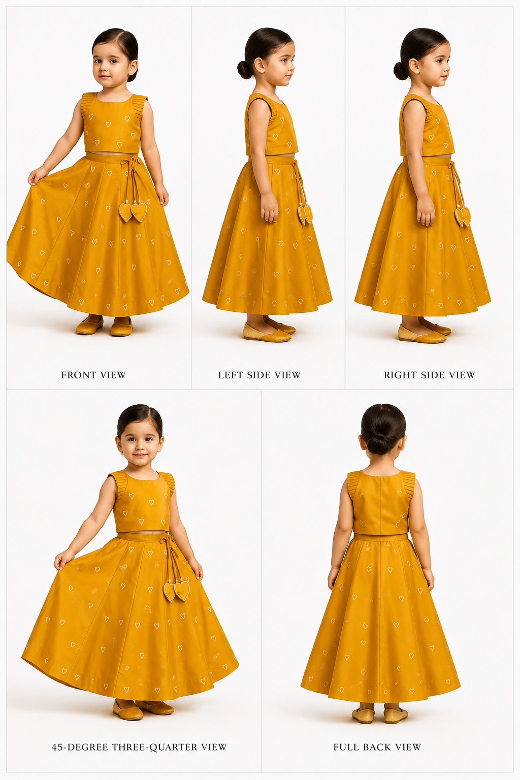 Pre Order: Little Hearts Embroidered Top With Hearts Embroidered Lehenga