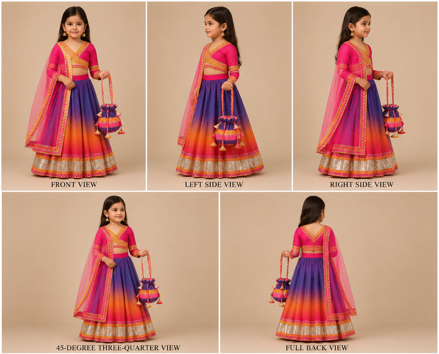 Pre Order:Multicolour Lace Detailing Lehenga Set