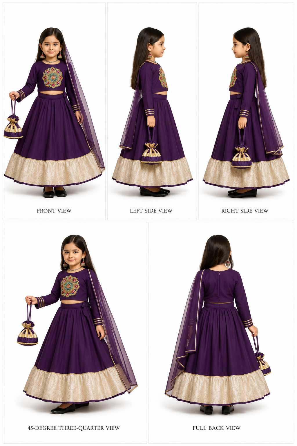 Pre Order: Embroidered Gota Lace Purple Lehenga