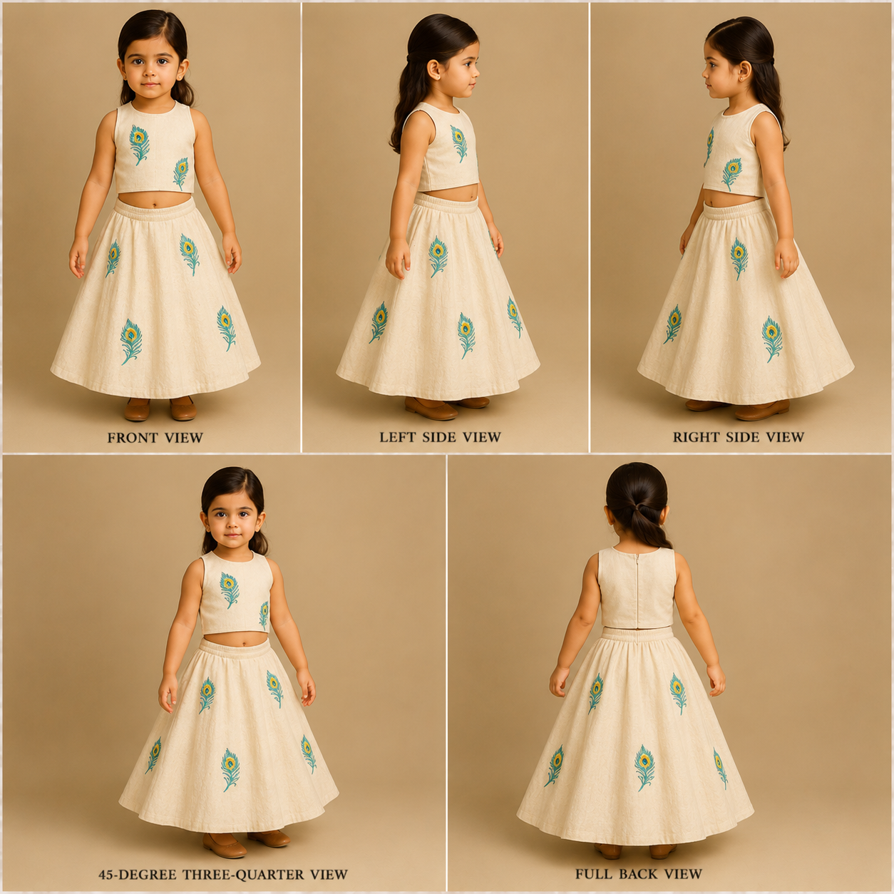 Pre Order: Off White Mor Pankh Hand Painted Lehenga