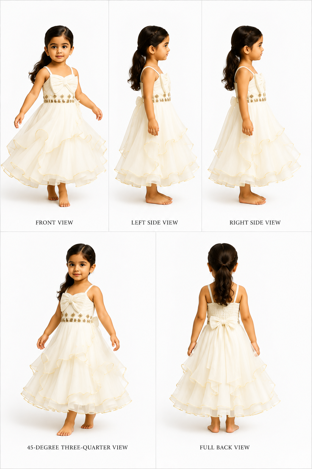Pre Order: Cut Dana And Sequins Embroidered Off White Bowie Top With Layered Lehenga