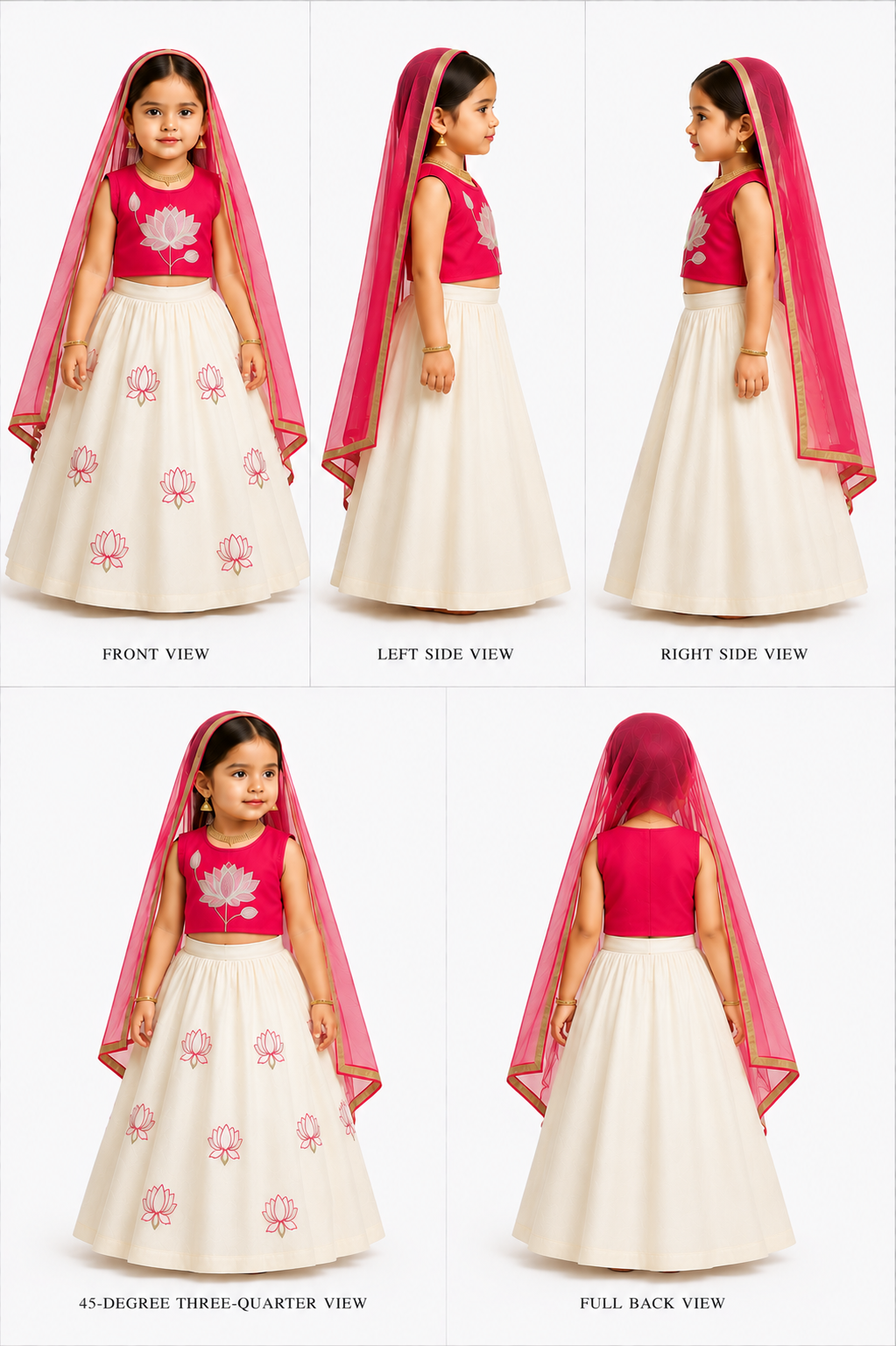 Pre Order: Lotus Embroidered Pink Top With Lehenga