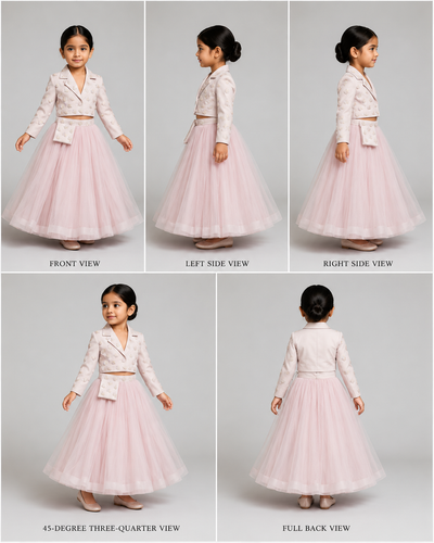 RTD Pre Order: Pastel Strappy Top With Embellished Jacket And Lehenga