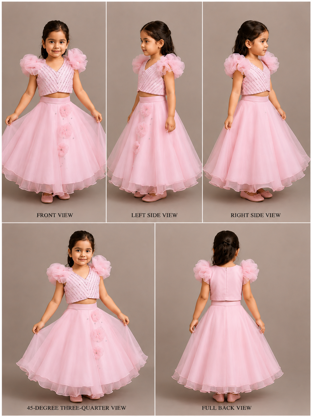 Pre Order: Pink Sequin Embellished Top With Lehenga