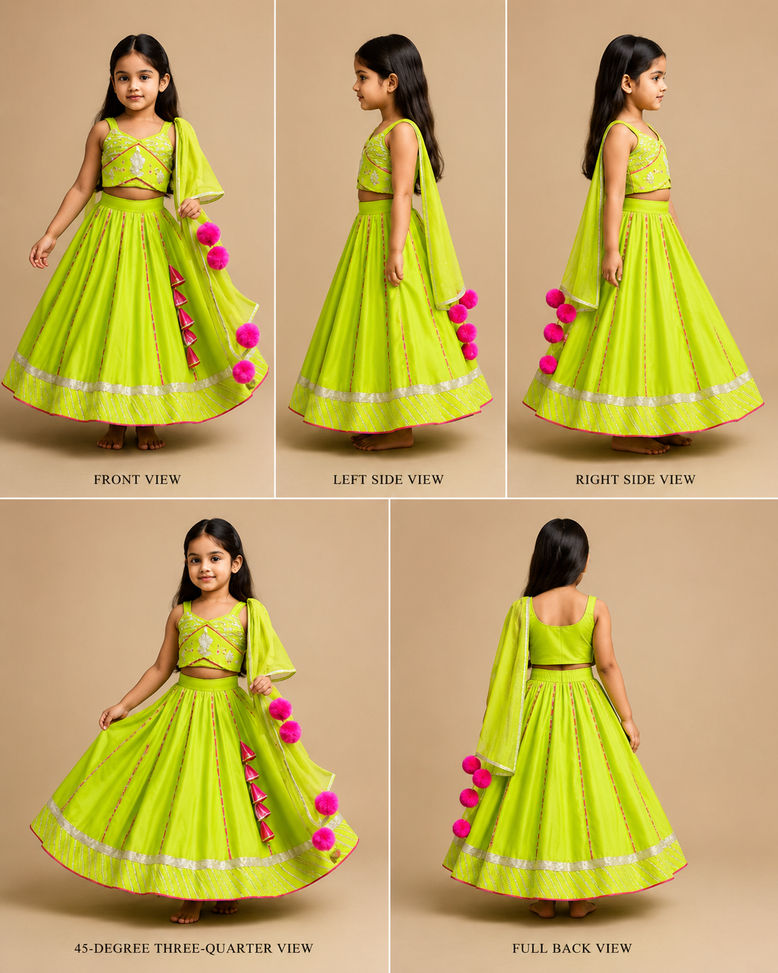 Pre Order: Green Embroidered Strappy Top And Lehenga With Dupatta