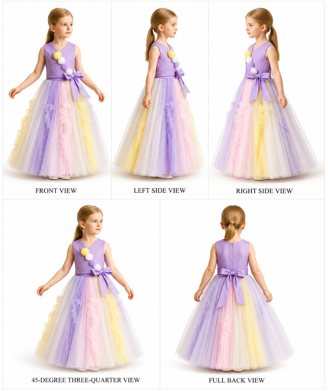 Pre Order: Lavender Tucks Top And Multicolour Frilly Lehenga