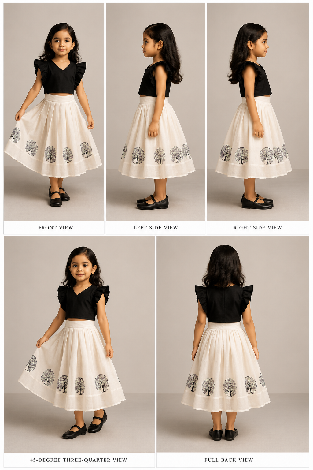 Pre Order: Black Top With Pleats Detailing And Pleated Lehenga