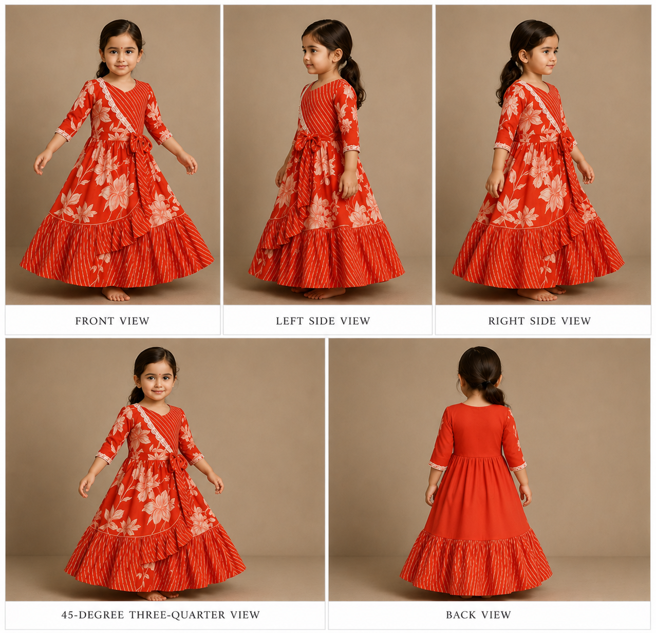 Pre Order: Printed Embellished Top With One Side Flap And Flared Lehenga