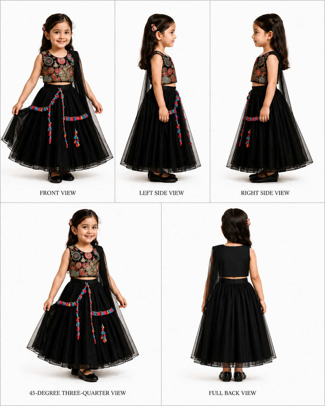 Pre Order: Multicoloured Embroidered Top And Lehenga